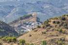 Montefrio, Granada, Andalusia, Spain. A church on a cliff above the village of Montefrio. Art Print